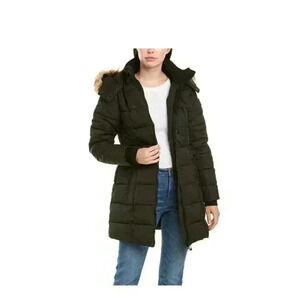 Noize Women's Hannah Faux Fur Trim Hooded Parka Coat Jacket Puffer Black XS NEW